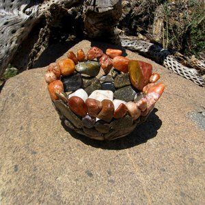 Handmade Southwestern decorative rock bowl